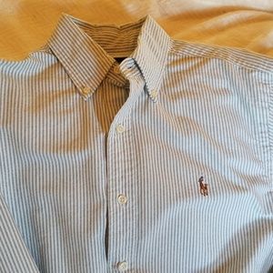 Ralph Lauren grn/wht striped long sleeve shirt
